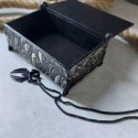 Pudełko Czarne Drewniane Małe Pudełeczko Na Karty Tarota Drobiazgi Czaszki