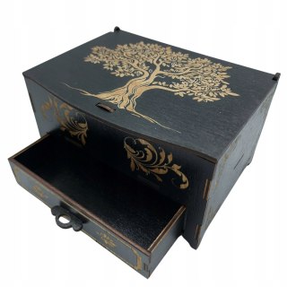 Pudełko Drewniane Szkatułka Małe Pudełeczko z Szufladką Ozdobna Dekoracja