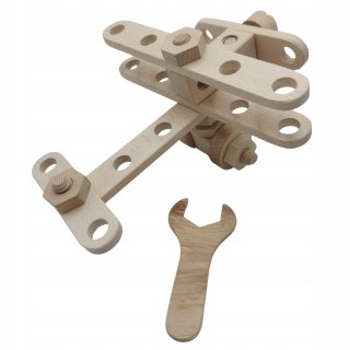 Samolot Drewniany Skręcany Nakrętkami Śrubami Zabawa Manualna