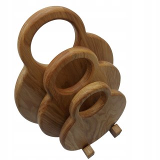 Zestaw Desek Do Krojenia "Rondiro" Dębowe Deski Kuchenne w Stojaku Do Serwowania