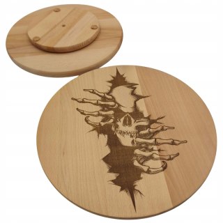 Obrotowa Drewniana Deska z Czachą – Talerz na Imprezy z Drewna Bukowego (Średnica 30 cm)