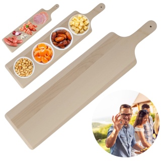 Deska do Serwowania Drewniana Długa Wąska Deska Kuchenna z Rączką 65cm