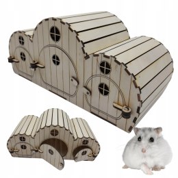 Domek Dla Chomika Myszki Drewniane Domki Dla Małych Gryzoni Plus Tunel