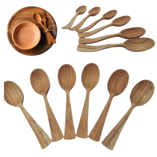 Łyżka Do Zupy Potraw Drewniane Łyżki Eko Wielorazowe 6szt Sztućce Drewniane
