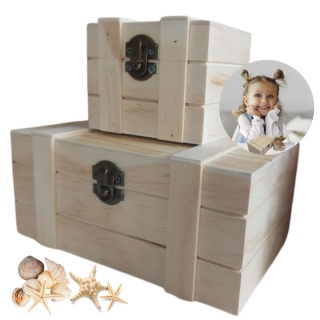 Drewniana Szkatułka Dla Dziewczynki Na Skarby Małe Pudełeczka Zestaw 2szt