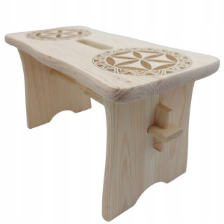 Taboret Drewniany Stołeczek Niskie Krzesełko Ryczka w Stylu Góralskim