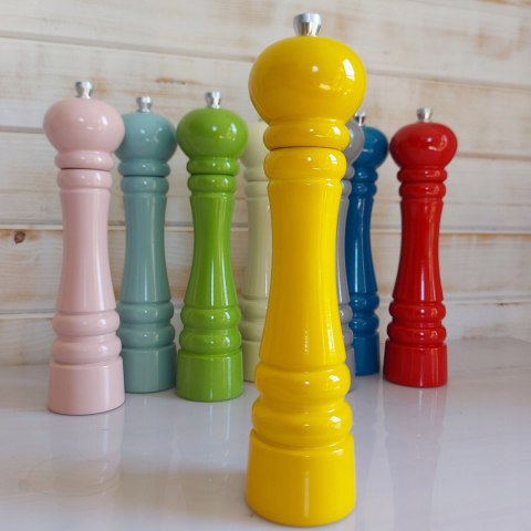 Młynek Do Mielenia Przypraw Drewniany Żółty Młynek Na Sól Pieprz Zioła