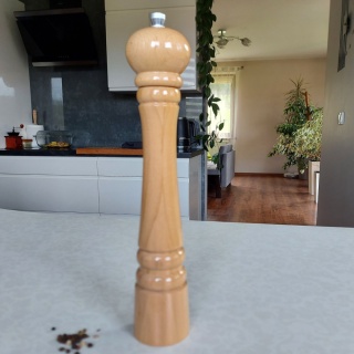 Młynek Do Pieprzu Soli Drewniany Ręczny Młynek Klasyczny Naturalny 32cm