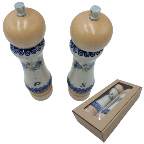 Młynek Do Pieprzu Soli Zestaw Młynków Do Przypraw Drewniano-Ceramiczny