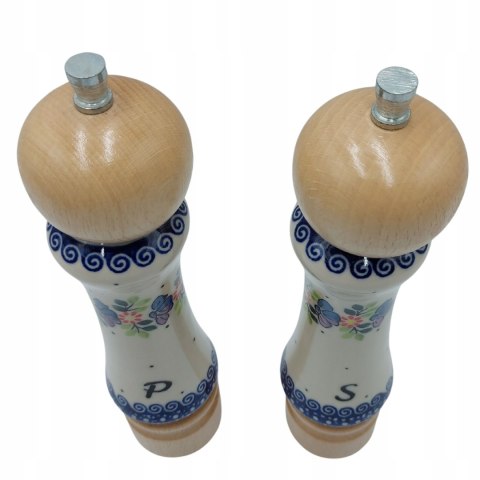 Młynek Do Pieprzu Soli Zestaw Młynków Do Przypraw Drewniano-Ceramiczny