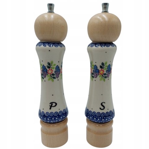 Młynek Do Pieprzu Soli Zestaw Młynków Do Przypraw Drewniano-Ceramiczny
