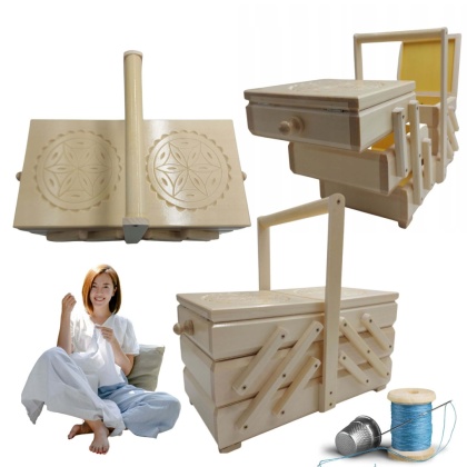 Niciarka Na Igły Nici Przybornik Krawiecki Drewnany Organizer