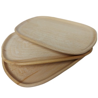 Zestaw Talerzy Drewnianych Ekologicznych 3x Tacka Bukowa 30cm