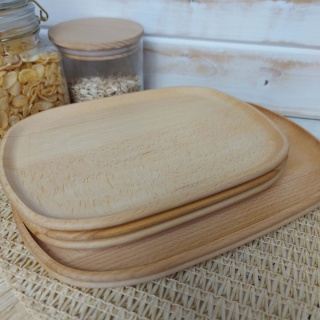 Zestaw Talerzy Drewnianych Ekologicznych 3x Tacka Bukowa 30cm