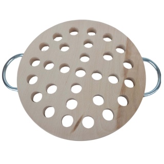 Podstawka Pod Naczynie Gorące z Uchwytami Metalowym Bukowa Okrągła fi 21 cm