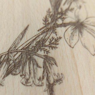 Obrotowa Drewniana Patera ze Wzorem Ziół – Deska do Serwowania z Drewna Bukowego (Średnica 35 cm)