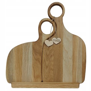 Zestaw Desek Dębowych w Stojaku – 2 Rozmiary, Drewniana Podstawa, Gotowy na Prezent