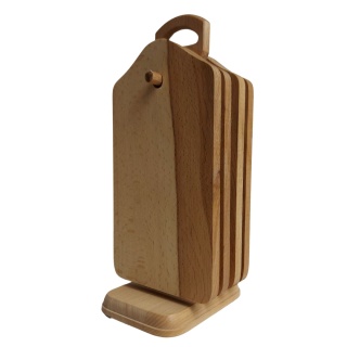 Zestaw 4 Drewnianych Desek Śniadaniowych z Stojakiem – Buk, Polski Producent, 28 cm