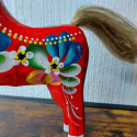 Konik z Drewna Figurka Konia Duży Koń Drewniany Ręcznie Malowany Folk 25 cm