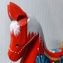 Konik z Drewna Figurka Konia Duży Koń Drewniany Ręcznie Malowany Folk 25 cm