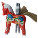 Konik z Drewna Figurka Konia Duży Koń Drewniany Ręcznie Malowany Folk 25 cm