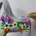 Konik z Drewna Figurka Konia Duży Koń Drewniany Ręcznie Malowany Folk 25 cm