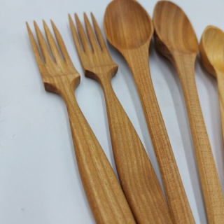 Sztućce Drewniane Widelec Łyżka Łyżeczka Naturalny Zestaw Sztućców Dla Pary