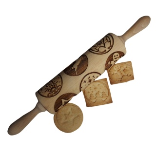 Wałek z Wzorami Świątecznymi Do Ciastek Obrotowy Drewniany Boże Narodzenie