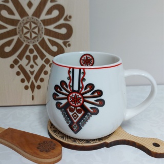 Kubek Deska Do Krojenia w Stylu Góralskim Parzenica Zestaw Prezentowy