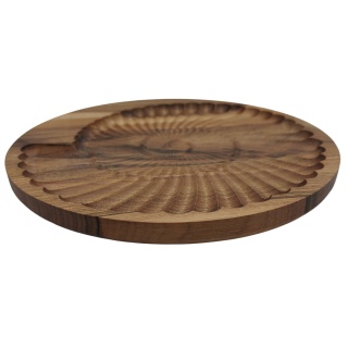 Okrągła Drewniana Deska z Wyrzeźbioną Muszlą – Orzech, 29 cm, Dekoracyjna