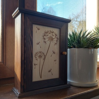 Drewniana Szafka Na Klucze Brązowa XXL Duży Pojemny Schowek Do Domu Biura