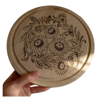 Okrągła Drewniana Deska do Krojenia z Grawerem – Buk, 25 cm, Polski Producent