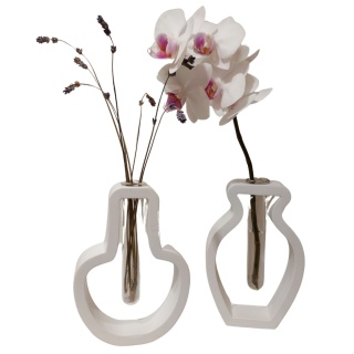 Flakon z Fiolką Do Hydroponiki Zestaw 2 Gipsowych Wazonów z Rurkami