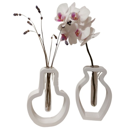 Flakon z Fiolką Do Hydroponiki Zestaw 2 Gipsowych Wazonów z Rurkami