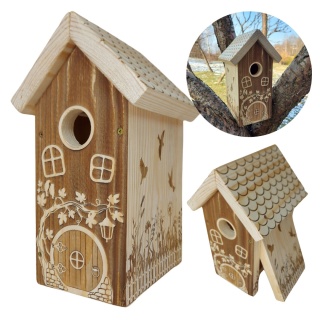 Budka Lęgowa Dla Ptaków Domek Drewniany Bezpieczny z Grubego Drewna 2cm