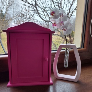 Różowa Ścienna Lub Stojąca Szafka Na Klucze Brelok