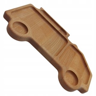 Drewniany Talerzyk Dla Dzieci z Przegródkami – Autko, Buk, Ekologiczny