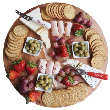 Deska Drewniana Do Serwowania XXL 46cm Talerz Obrotowy Na Imprezę