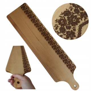 Długa Deska Drewniana do Serwowania z Koronkowym Grawerem Ozdoba i Prezent