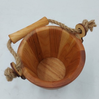 Drewniane Wiaderko z Czereśni Naturalny Organizer i Osłonka na Zioła