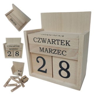 Kalendarz Drewniany Wieczny z Klocków Na Biurko Dekoracja Na Prezent 