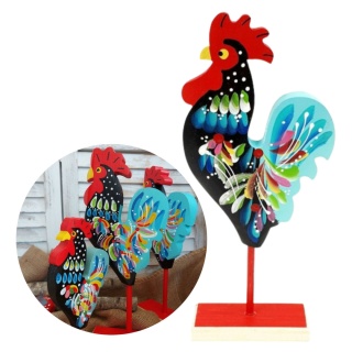 Kogut Drewniany Na Nóżce Duży Kolorowa Dekoracja Wielkanocna Figurka