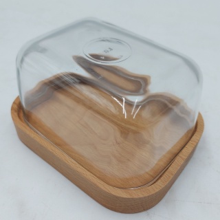 Maselniczka Drewniana ze Szklaną Pokrywą i Nożykiem Czereśniowym