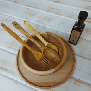 Ekologiczny Zestaw Kuchenny: Miseczka, Talerz, Sztućce + Olej do Drewna
