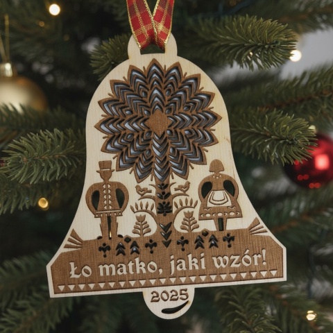 Bombka z Dedykacją Drewniana Kurpiowska Ozdoba Choinkowa z Personalizacją