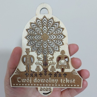 Bombka z Dedykacją Drewniana Kurpiowska Ozdoba Choinkowa z Personalizacją