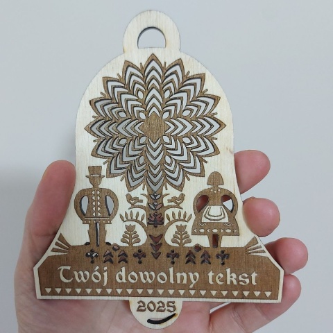 Bombka z Dedykacją Drewniana Kurpiowska Ozdoba Choinkowa z Personalizacją
