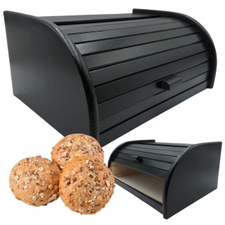 Chlebak Drewniany Czarny Duży Klasyczny Pojemnik na Pieczywo, polski, bukowy