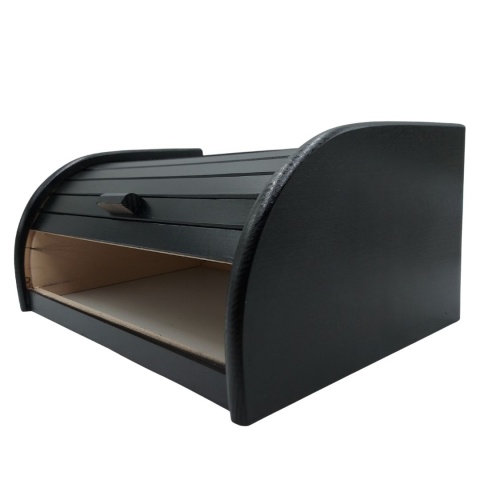 Chlebak Drewniany Czarny Duży Klasyczny Pojemnik na Pieczywo, polski, bukowy