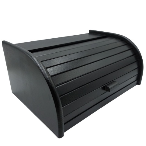 Chlebak Drewniany Czarny Duży Klasyczny Pojemnik na Pieczywo, polski, bukowy